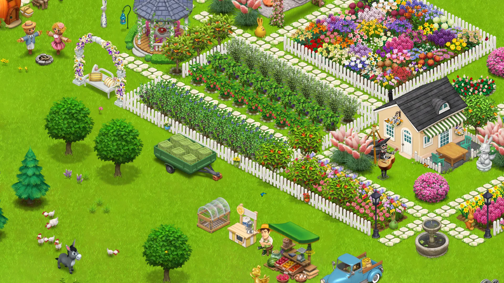 Decorated farm with flower gardens — Country Life Meadows